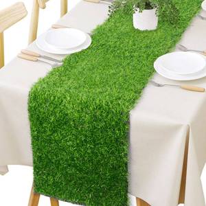 lot 16332 image: Hooqict Artificial Grass Table Runner 12 x 72 Inch Reusable Fake Grass Table Runner Green Faux Grass Table Decorations for Wedding Birthday Party Baby Shower Banquet Spring Summer Tabletop Decor
