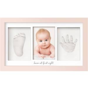 lot 16333 image: Baby Hand and Footprint Kit - Clay Handprint Keepsake Frame, Newborn Nursery Picture Frame, Personalized New Mom Gifts for Baby Shower & Registry (Petal Pink)