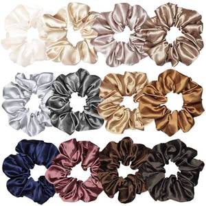 lot 16336 image: 12 Pcs Satin Silk Scrunchies Soft Hair Ties Fashion Hair Bands Hair Bow Ropes Elastic Bracelets Ponytail Holders Hair Accessories for Women Girls (4.5 Inch, Assorted Multi-color)