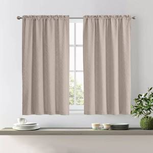 lot 16342 image: OWENIE Camel Curtains - 45 inch Length, 2 Panels Set for Bedroom & Living Room, Light Filtering 3D Embossed Textured Geometry Curtains, 38 x 45 Inch