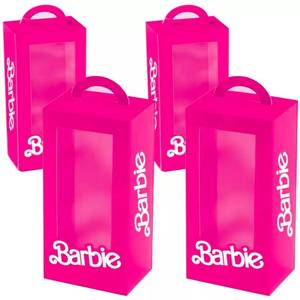 lot 16355 image: Amscan Elegant Pink Malibu Barbie Favor Boxes - 8 x 4 x 3 (Pack of 4) - Eye-catching Design & Material - Perfect for Birthday Celebrations
