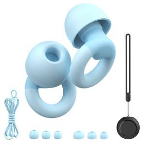 lot 16374 image: Soft Silicone Earplugs for Sleeping & Noise Reduction - 7 Pairs Ear Tips & One Connection Cord - Reusable Hearing Protection for Concert, Work & Sound Reduction 25dB-30db