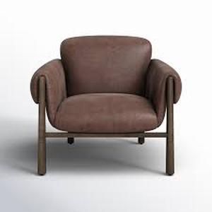 lot 7 image: Birch Lane Dabria 34.75 Wide Genuine Leather Arm Chair- Retail $1799.99