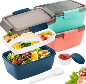 lot 8115 image: Youeon Salad Lunch Box, 68 Oz, 4 Compartments, Leakproof, BPA-Free