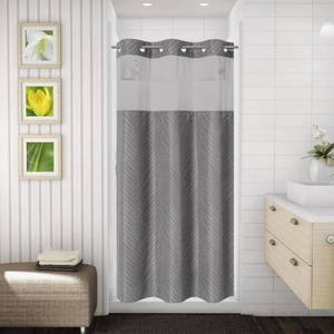 lot 8116 image: 36x74 Shower Curtain Set, Waterproof, WarmGrey, Boho Style