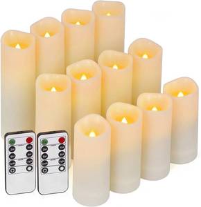 lot 8130 image: Enido 12 Pc Flameless LED Candles w Remote (D 2.2 x H 4-6)