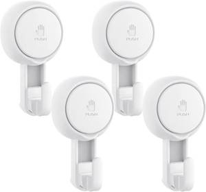lot 8133 image: Elegear Suction Cup Shower Hooks for Loofah, Robe, Towel, (4-Pack)