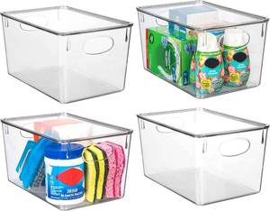 lot 8138 image: ClearSpace Plastic Storage Bins With Lids, 4 Pack Pantry Org