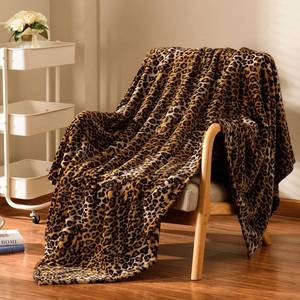 lot 8156 image: Excervent 3D Leopard Fleece Throw Blanket, 50x60 inches, Brown