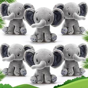 lot 8159 image: 6 Pcs 6 Inch Big Ear Elephant Stuffed Plush Toy (GrayDark Gray)