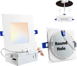 lot 8169 image: Adetu 6 Inch Square LED Recessed Lighting, 5CCT Ultra Thin