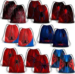 lot 8173 image: 16 PCS Spider Web Drawstring Bags Birthday Party Favor Bags