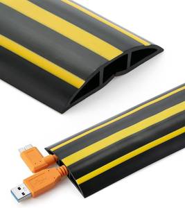 lot 8180 image: Bates- Floor Cord Cover, 6ft Cable Cover, Black & Yellow
