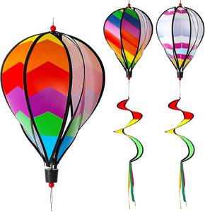 lot 8181 image: 5 Pcs Hot Air Balloon Rainbow Spinner Wind Chime Decor