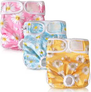 lot 8185 image: SlowTon Washable Dog Diapers Female, 3 Pack, No Leak, Adjustable