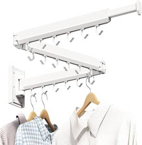 lot 8186 image: Laundry Rack Wall Mounted, Drying Rack, Retractable, White