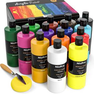 lot 8188 image: Nicpro 14 Colors Acrylic Paint Set 16.9 oz, Non Toxic Supplies