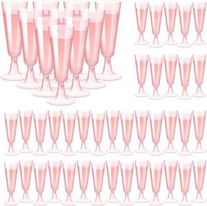 lot 8199 image: SUREHOME Pink Champagne Flutes Plastic Glasses 40 Pack 5.5 Oz