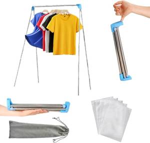 lot 8221 image: Portable Travel Garment Rack, Compact Stainless Steel Foldable