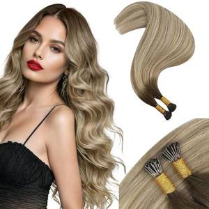 lot 8230 image: $64 Moresoo I Tips Hair Extensions 22 Inch Ombre Brown to Blonde, ONE Bundl