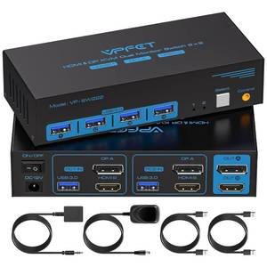 lot 8236 image: $100 4K120Hz KVM Switch 2 Monitors 2 Computers Dual Monitor