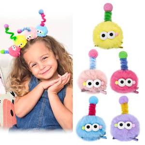 lot 8244 image: Wacky Pom Poms Hair Clips, Crazy Hair Day, 5 Pieces