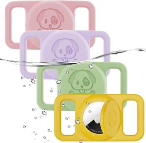 lot 8248 image: 4 Pack Waterproof AirTag Dog Collar Holder, Silicone Loop