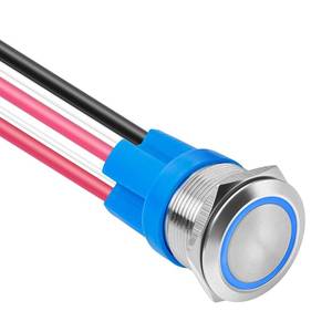 lot 8249 image: LED Latching Push Button, IP67, 5-24V 20A, 1NO1NC, Blue, 22mm