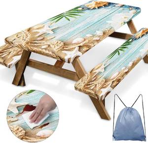 lot 8261 image: Picnic Table & Bench Covers, Elastic Edges, 72 Inch, 3PCS