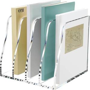 lot 8274 image: SANRUI Acrylic Desk File Organizer, 4 Vertical Compartments