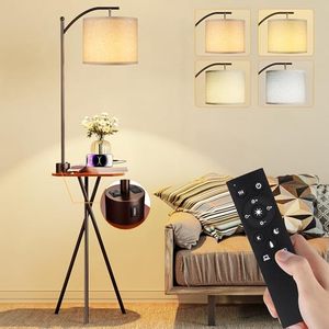lot 8292 image: $50 ROTTOGOON Floor Lamp with Table, Remote, and Charging Station