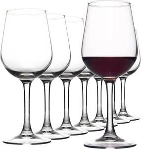 lot 8293 image: Tempered Wine Glass Set, 15.5 oz, Set of 8, Dishwasher Safe
