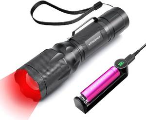 lot 8298 image: Red Flashlight Combo, WhiteRed Light, Zoom, Rechargeable