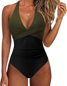 lot 8404 image: SUUKSESS Women One Piece Tummy Control Halter Swimsuits