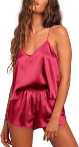 lot 8410 image: Ekouaer Womens Silk Satin Pajama Cami & Shorts Set Sleepwear