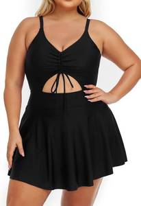 lot 8412 image: Summer Mae Womens Plus Size Swim Dress Floral V-Neck Swimsuit