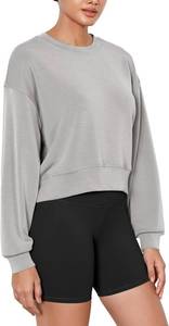 lot 8433 image: ODODOS Modal Soft Cropped Sweatshirt Women Oversized Crew Neck