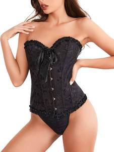 lot 8454 image: Plus Size Steel Boned Corset Floral Bustier Lingerie Set