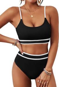 lot 8459 image: BMJL Womens High Waisted Bikini Ribbed Two Piece Swimsuit