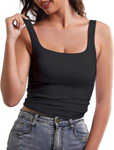lot 8462 image: Double Lined Y2K Crop Top - Slim Sleeveless Square Neck