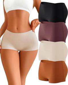 lot 8472 image: CUTE BYTE Womens Seamless Boy Shorts 4 Pack Underwear