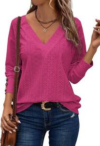 lot 8478 image: Dokotoo Womens Casual V Neck Embroidered Lace Blouse