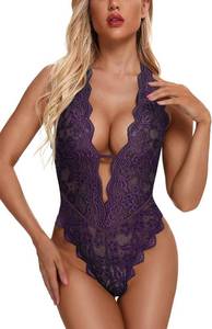 lot 8479 image: Aranmei Sexy Floral Lace Bodysuit Deep V Teddy Lingerie