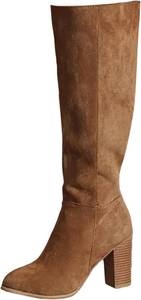 lot 8487 image: Ladies Casual Retro Side Zipper Chunky Heel Western Cowboy Boots
