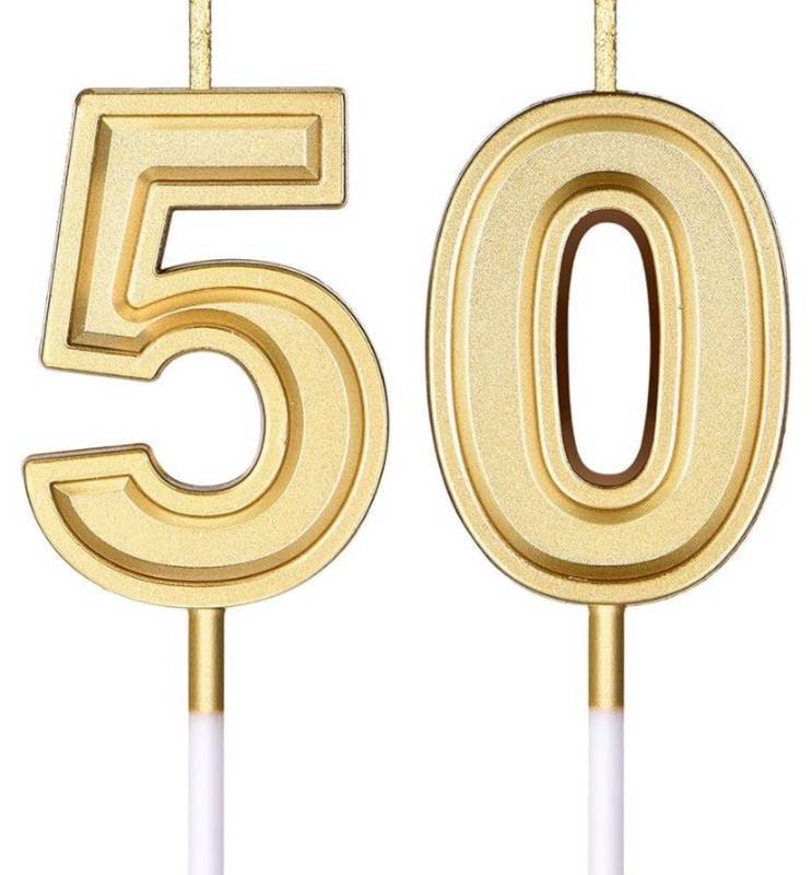 lot 53139 image: Frienda Birthday Candles Cake Numeral Candles Happy Birthday Cake Candles Topper Decoration for Birthday Wedding Anniversary Celebration Supplies(Gold,50th)