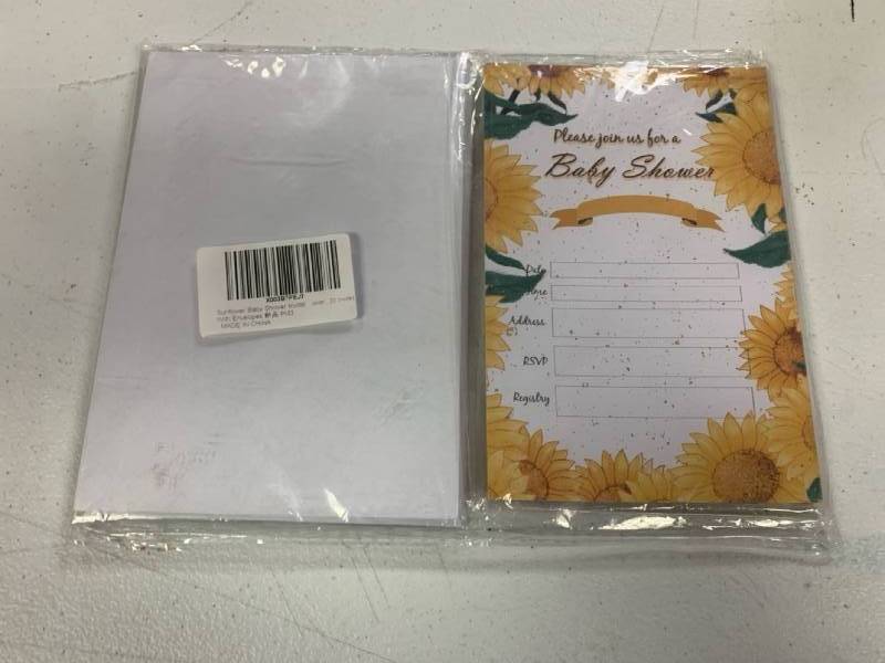 lot 53141 image: Sunflower Baby Shower Invitation, Invitations for Girl & boy, Birthday & Bridal Sunflower Shower, 20 Invites With Envelopes