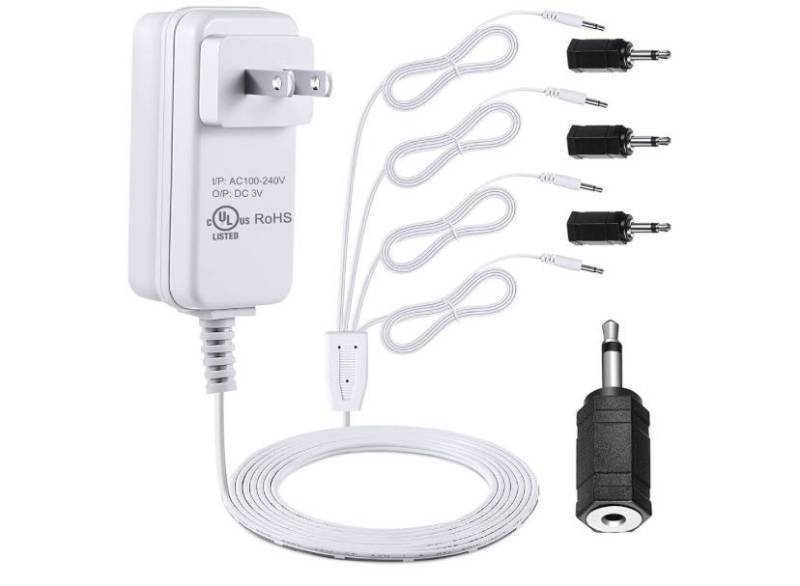 lot 69189 image: Meonum Power Adapter Compatible with Department 56 Village Collections, UL Registered 3V ACDC Power Cord, 4 Black Selectable Plugs for Christmas Village House Vocation Lantern Street Lamp Accessories