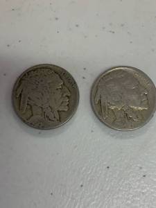 lot 306 image: Lot of 2 buffalo nickel 5 cents coins