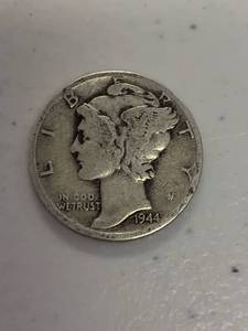 lot 315 image: 1944 Mercury dime coin 90% silver