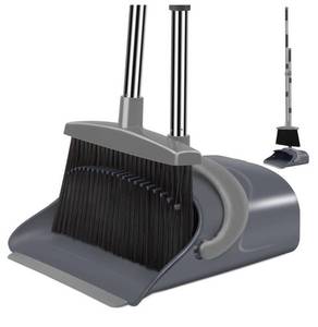 lot 327 image: Broom and Dustpan Set, Broom Dust pan, Dustpan with Long Handle, Broom with Dustpan Combo Set, Broom and Dustpan Set for Home, Broom with Dustpan Indoor or Outdoor Broom(Deep Gray&Light Gray)